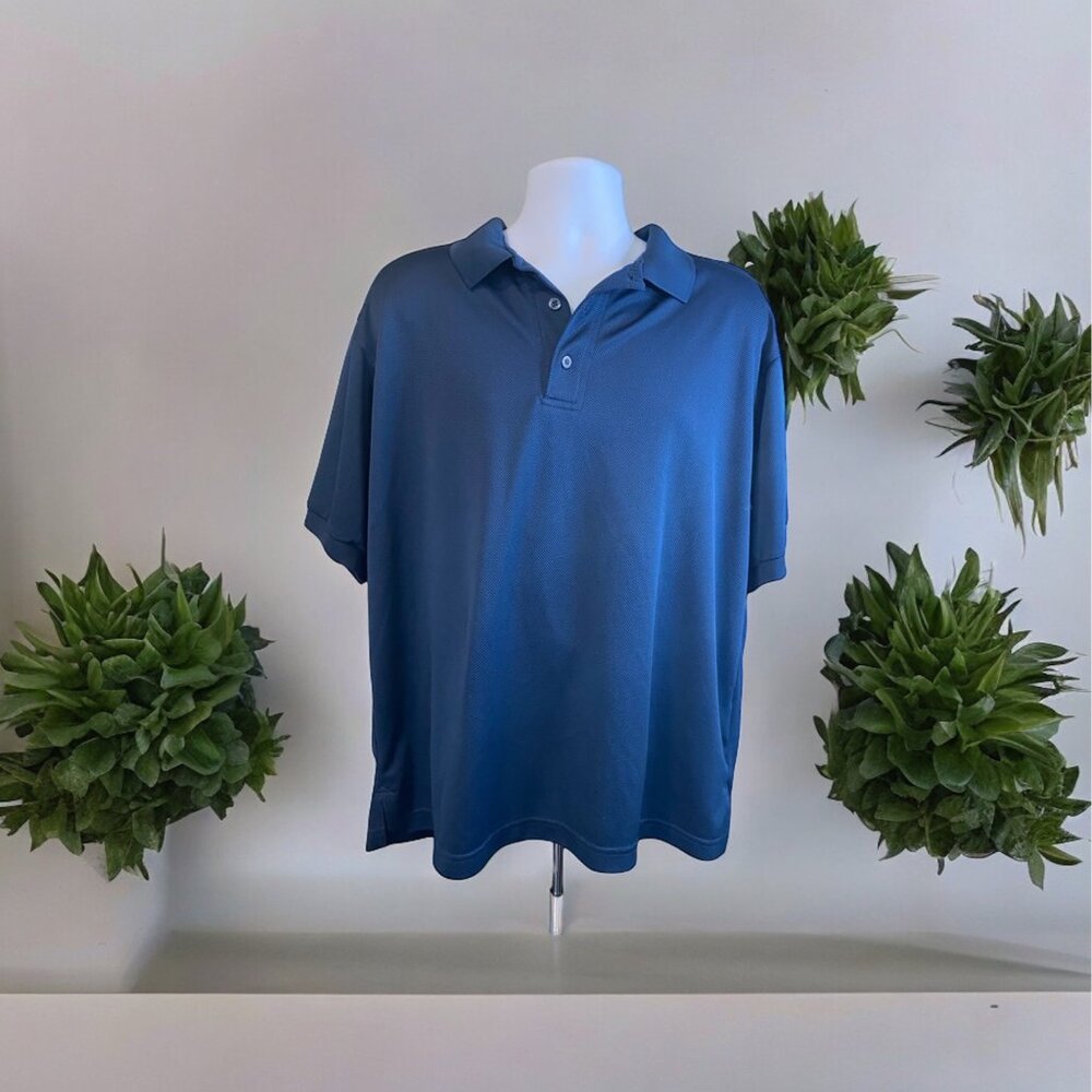 Columbia Mens Polo Shirt XL Blue Performance beathable Preppy Classiccore